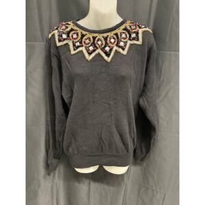 Vintage Lindsey Blake Sweater Top Bedazzled Jewel Medium